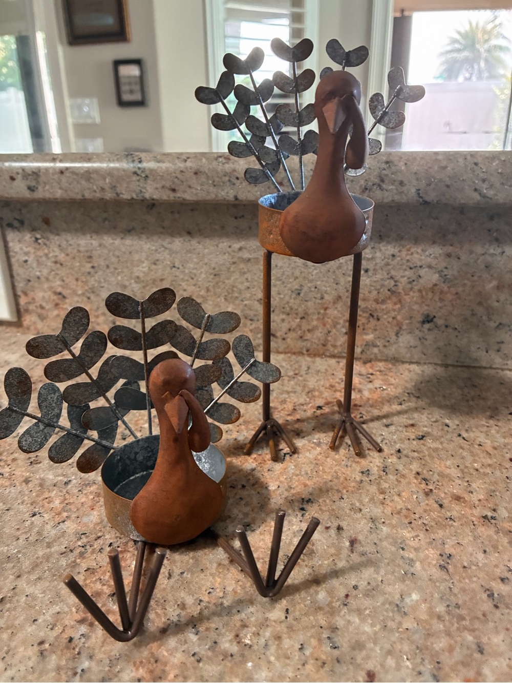 Rustic Metal thanksgiving turkey votive candle decorations Décor — Set of 2
